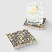 Graue rechteckige, geschnitzte und gefärbte Stücke Steinuntersetzer (Seitenansicht)