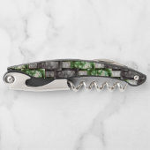 Graue rechteckige, geschnitzte und grün gefärbte S Kellnermesser (Vorderseite)