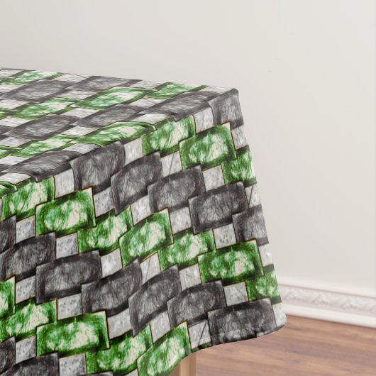 Graue rechteckige, geschnitzte und grün gefärbte S Tischdecke (Beispiel)