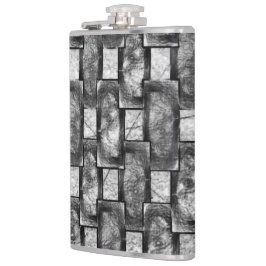 Graue rechteckige Teller, geschnitzt und gefärbt Flachmann