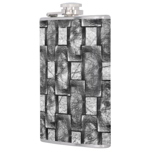 Graue rechteckige Teller, geschnitzt und gefärbt Flachmann (Links)