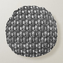 Graue rechteckige Teller, geschnitzt und gefärbt Rundes Kissen