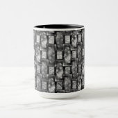 Graue rechteckige Teller, geschnitzt und gefärbt Tasse (Zentrum)