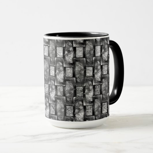 Graue rechteckige Teller, geschnitzt und gefärbt Tasse (VorderseiteRechts)