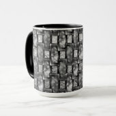 Graue rechteckige Teller, geschnitzt und gefärbt Tasse (Vorderseite Links)