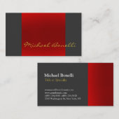 Graue Red Gold Color Writing Script Business Card Visitenkarte (Vorne/Hinten)