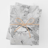 Graue "Regal Stone Vein" Marmortextur Wrapping Pa Geschenkpapier Set (Beispiel)