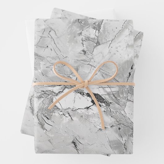 Graue "Regal Stone Vein" Marmortextur Wrapping Pa Geschenkpapier Set (Beispiel)