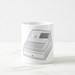 Graue Registrierkasse Minimalistische Verkaufsstel Kaffeetasse