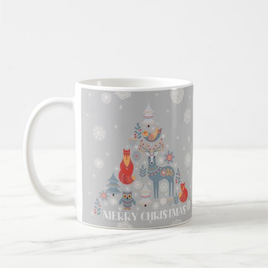 Graue Rentiere skandinavische Schneeflocke Tier Kaffeetasse (Links)