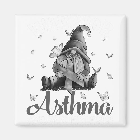 Graue Ribbon Asthma Awareness Warrior Butterfly Magnet (Vorne)