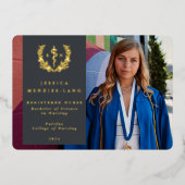 Graue RN Asclepius Abschluss Foto Ankündigung (Vorderseite)