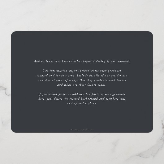 Graue RN Asclepius Abschluss Foto Ankündigung (Rückseite)