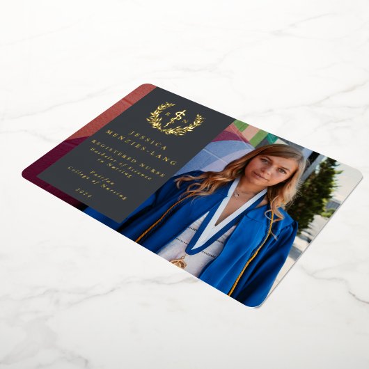 Graue RN Asclepius Abschluss Foto Ankündigung (Gedreht)