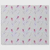 Graue rosa Blumen Geschenkpapier (Flach)