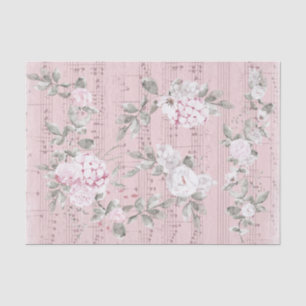 graue rosa Blumen Notenblatt Seidenpapier