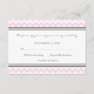 Graue rosa Chevron-RSVP-Hochzeitskarte RSVP Karte