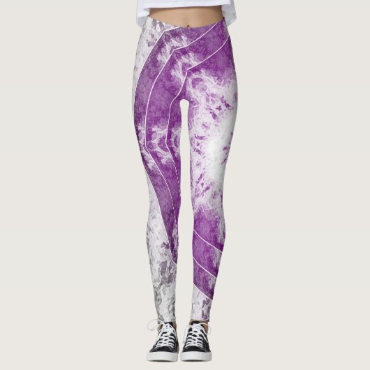 Graue rosa fraktale Kunst-Leggings Leggings (Vorderseite)