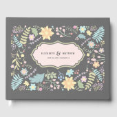 Graue Rosa Moderne Blumenhochzeit Gästebuch (Vorderseite)