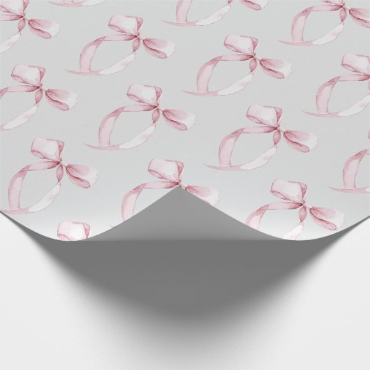 Graue Rosa Ribbons Geschenkpapier (Ecke)