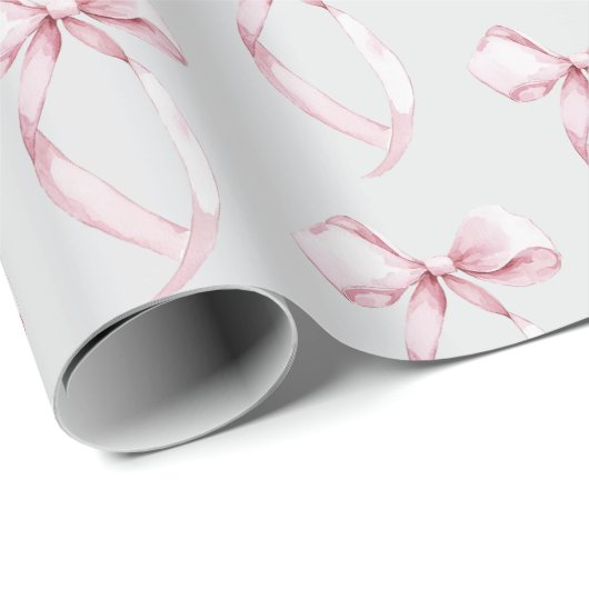 Graue Rosa Ribbons Geschenkpapier (Rolleneckpunkt)
