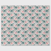 Graue Rosa Rosen Blumennoten Geschenkpapier (Flach)