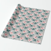 Graue Rosa Rosen Blumennoten Geschenkpapier (Ungerollt)