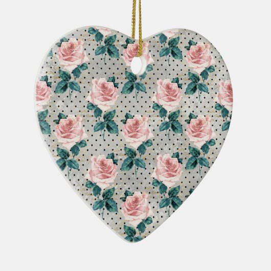 Graue Rosa Rosen Blumennoten Keramik Ornament (Rechts)