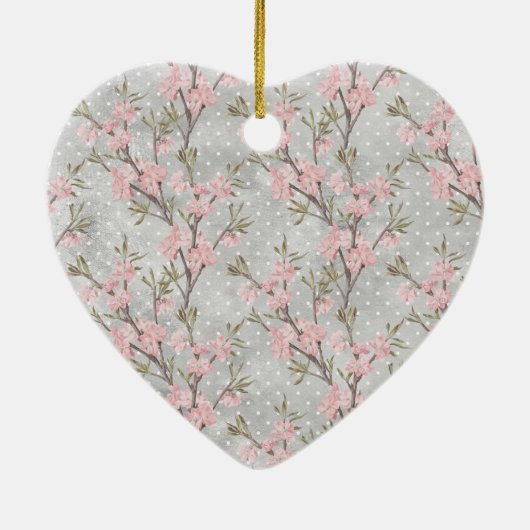 Graue Rosa Rosen Blumennoten Keramik Ornament (Hinten)