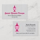 Graue rosa Süßigkeits-Buffet-Nachtisch-Tabellen Visitenkarte (Vorne/Hinten)