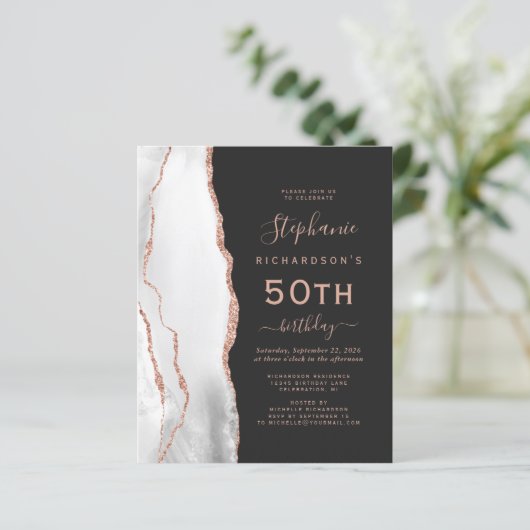 Graue Rose Gold Agate 50. Geburtstag (Stehend Vorderseite)