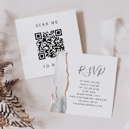 Graue Rose Gold Agate Wedding QR Code UAWG Begleitkarte