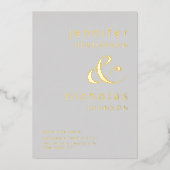 Graue Rose Gold Ampersand Save the Date Hochzeit Folieneinladung (Vorderseite)