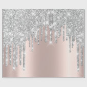 Graue Rose Gold Blush Spark Powder Tropfen Glitzer Geschenkpapier (Flach)