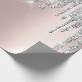 Graue Rose Gold Blush Spark Powder Tropfen Glitzer Geschenkpapier (Ecke)