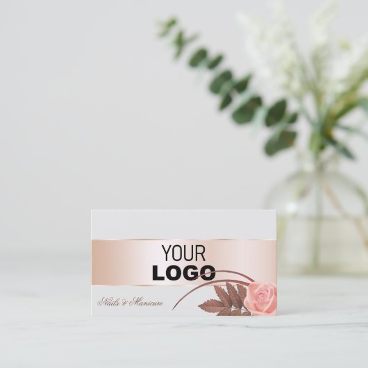 Graue Rose Gold-Dekoration und Niedliche Blume mit Visitenkarte (Stehend Vorderseite)