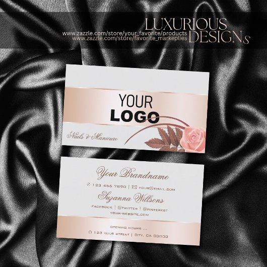 Graue Rose Gold-Dekoration und Niedliche Blume mit Visitenkarte