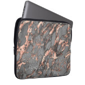 Graue Rose Gold Marmor, Name oder Monogramm Laptopschutzhülle (Vorne Rechts)
