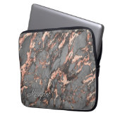 Graue Rose Gold Marmor, Name oder Monogramm Laptopschutzhülle (Vorderseite Links)