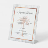 Graue Rose Gold Palm Tree Hochzeit Signature Drink Sockelschild (Vorderseite)