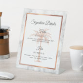 Graue Rose Gold Palm Tree Hochzeit Signature Drink Sockelschild (In SItu)