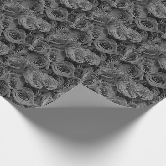 Graue Rose, graues Foto Geschenkpapier (Ecke)