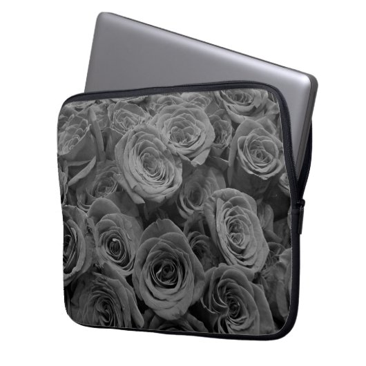 Graue Rose, graues Foto Laptopschutzhülle (Vorderseite Links)