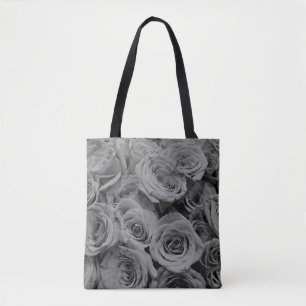 Graue Rose, graues Foto Tasche