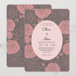Graue Rose Hochzeitseinladung Einladung