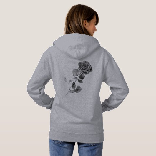 Graue Rose Hoodie (Schwarz voll)