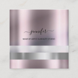 Graue Rose Makeup Artist Influencer Strip Modern Quadratische Visitenkarte