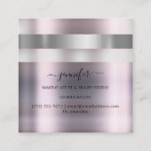 Graue Rose Makeup Artist Influencer Striped Ombré Quadratische Visitenkarte (Rückseite)