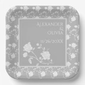 Graue Rose Polterabend Paper Teller (Vorderseite)