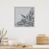 graue Rose Poster (Küche)